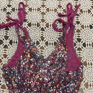 Sequin Pink and Multicolor Top